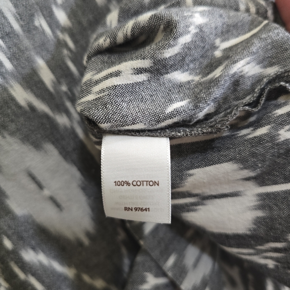 J. Jill PureJill Ikat Southwest Boxy Top XS Gray White Cotton - Picture 5 of 5